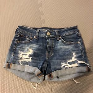 American Eagle blue ripped jean shorts